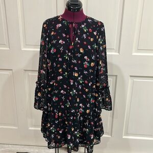 Banana Republic Dress - Black Floral Clip-Dot DropWaist Dress  Size - XS